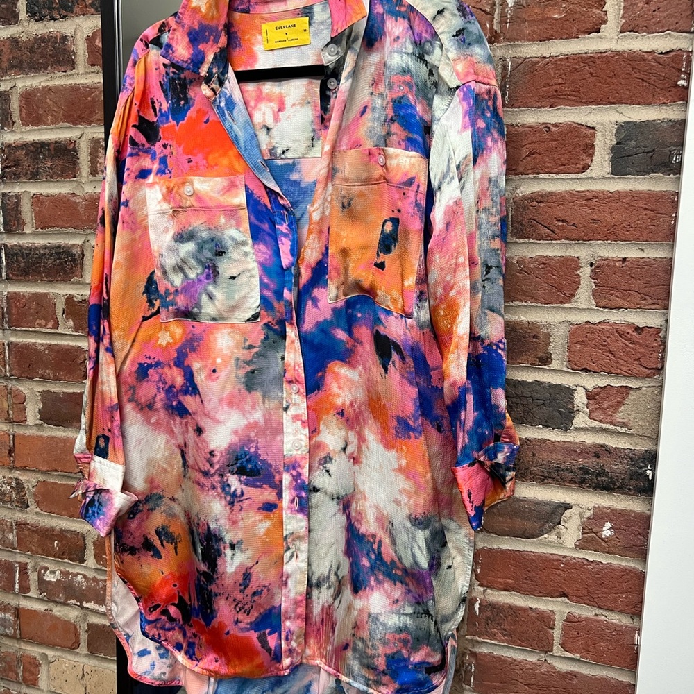 EVERLANE X MARQUES' ALMEIDA SATIN TIE-DYE SHIRT - Picture 4 of 5
